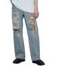 Unisex Distressed Denim Denim Vintage American Size Denim Men's Wide-Leg Pants, Trousers, Bottoms, Streetwear, Casual, Spring, Summer, Autumn,