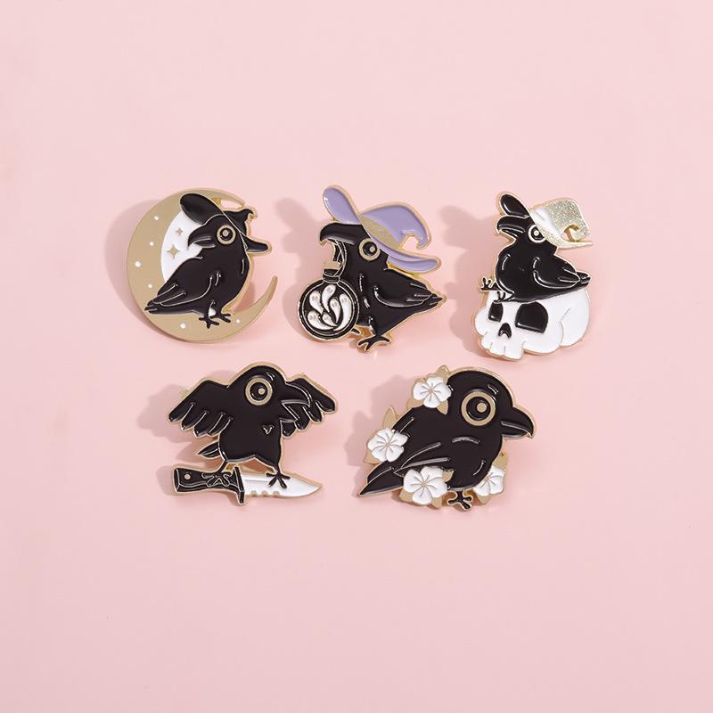 Set Broșe Adorabile Corbul Desen Animat și Puiul de Focă