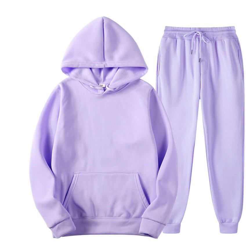 Men's Trendy Casual Two-Piece Hoodie Set - Solid Color for Autumn and Spring