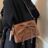 Simple Temperament Bow Small Square Bag 2025 New High-end Messenger Bag Retro Fashion Large Capacity Shoulder Bag