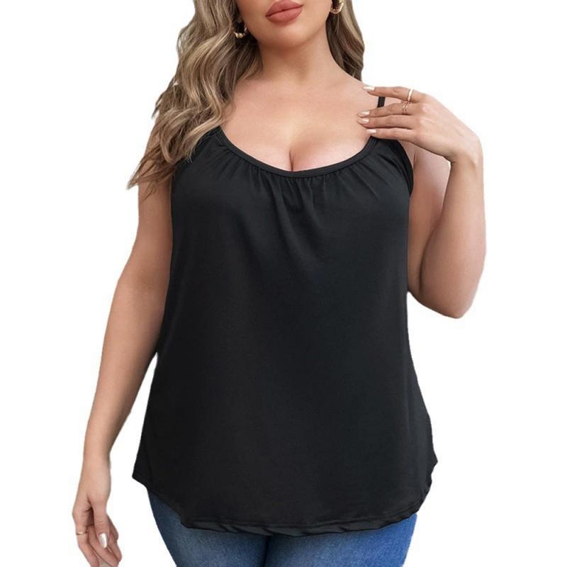 

Женская однотонная майка большого размера, свободный повседневный топ 6XL