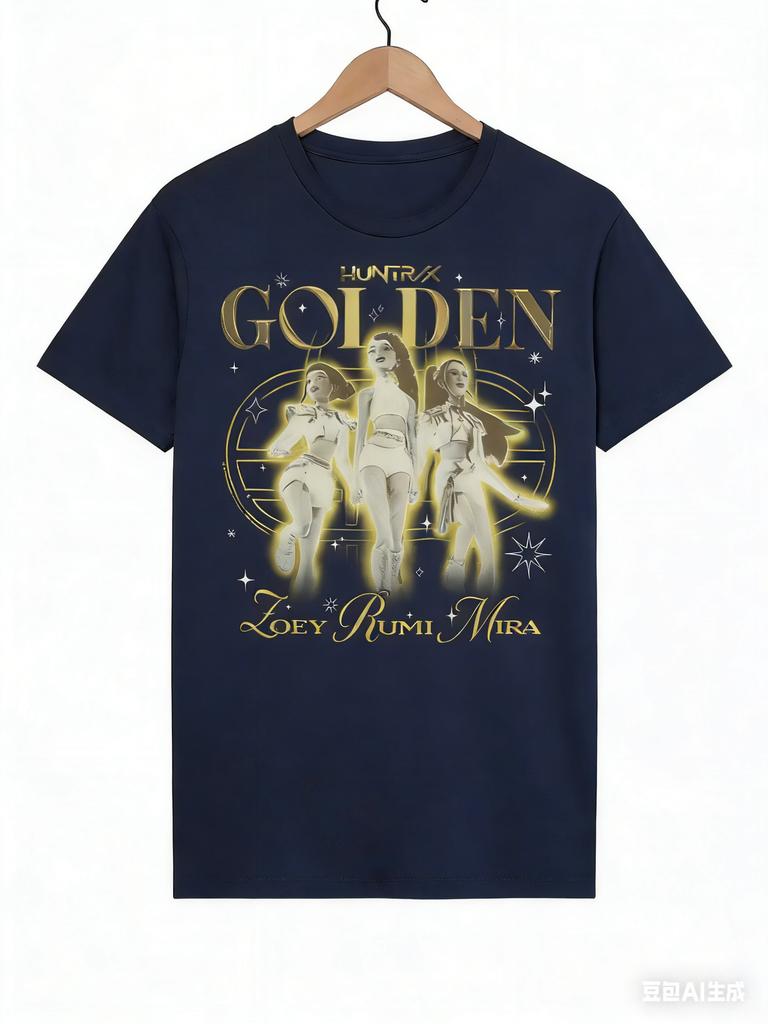 2026 KPop Demon Hunters Huntrix Trio d'Oro Maglietta Uomo Donna Cotone Streetwear Manica Corta 2026 Estate Stampa Maglietta alla Moda
