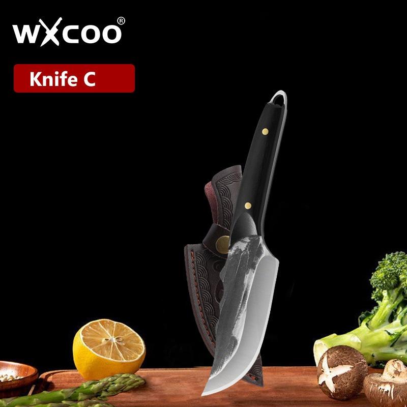 WXCOO Chef Butcher Boning Knife Handmade Forged Stainless Steel Fruit Meat Cleaver Utility Cutting Tool Kitchen Knife