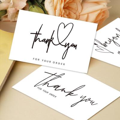 50-Pack Thank You Gift Cards - White Self-Adhesive Greeting Cards