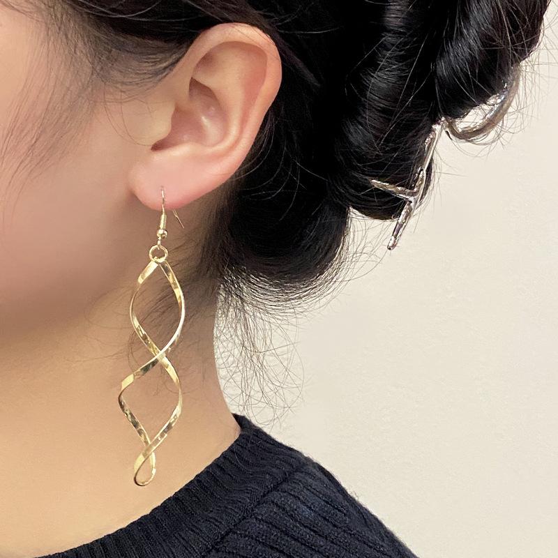 Korean S925 Silver Spiral Wave Earrings