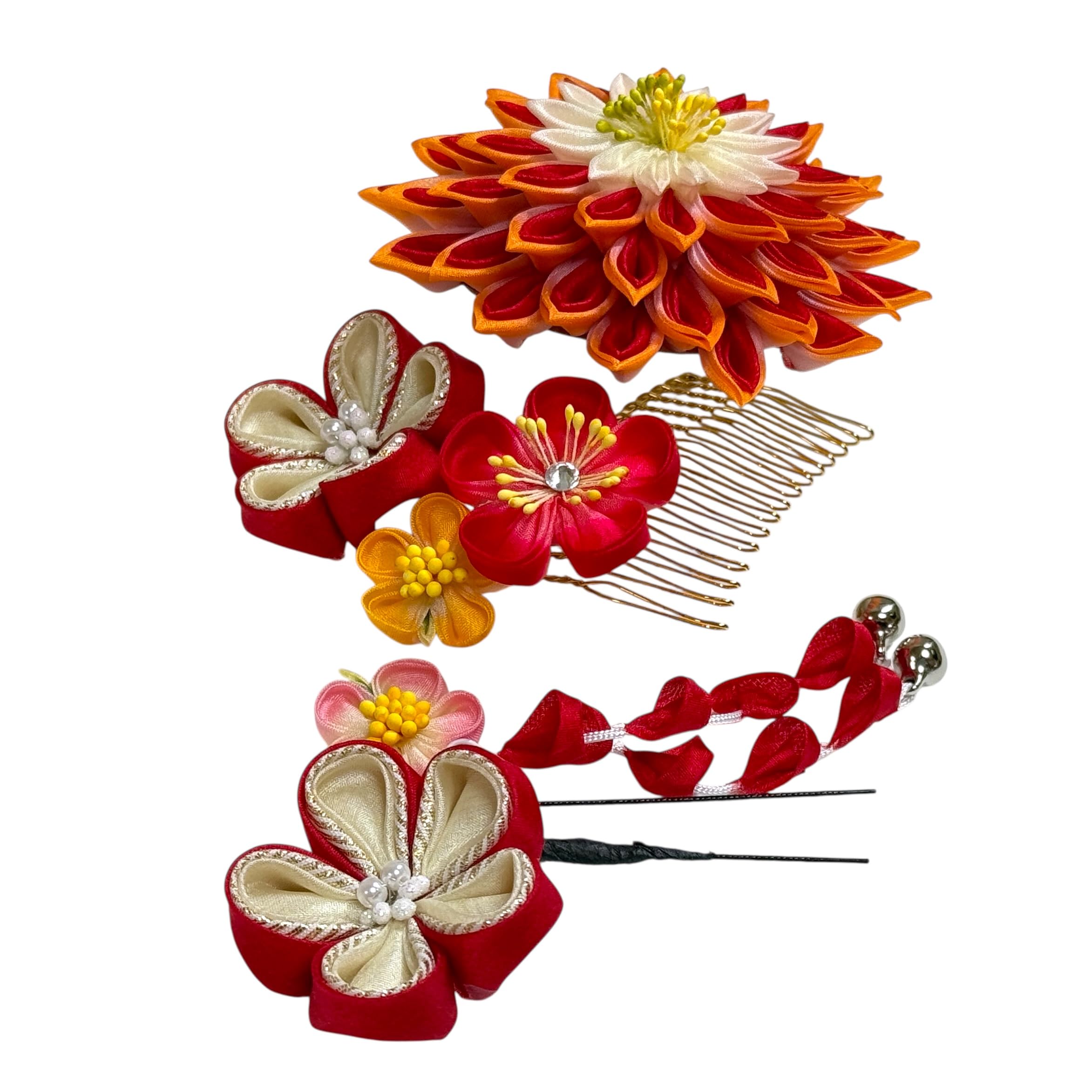 

Hair Ornament for Ceremony Kimono Coming-of-Age (Red) KZ-5