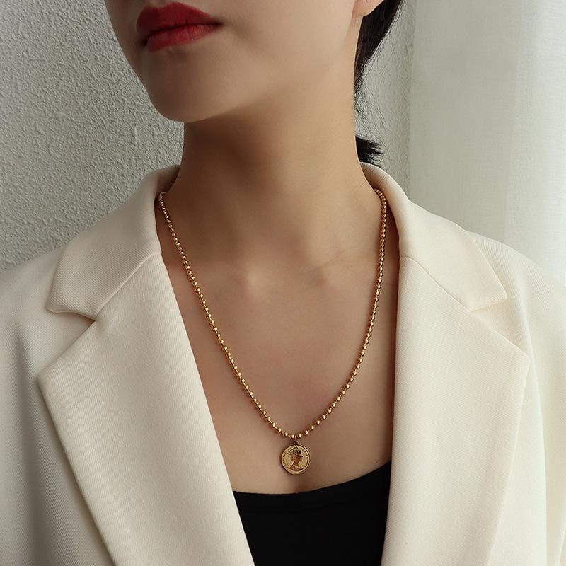 

Французское не тускнеющее роскошное титановое двухслойное ожерелье с OT-застежкой для женщин