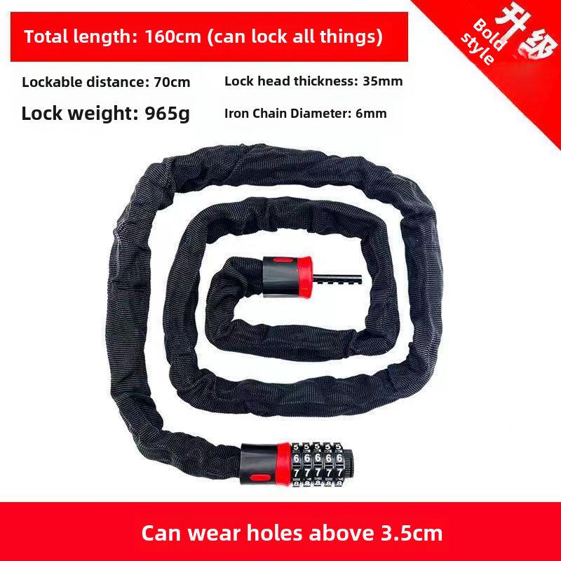 Electric Motorcycle Anti-Theft Chain Lock for Bikes and Doors