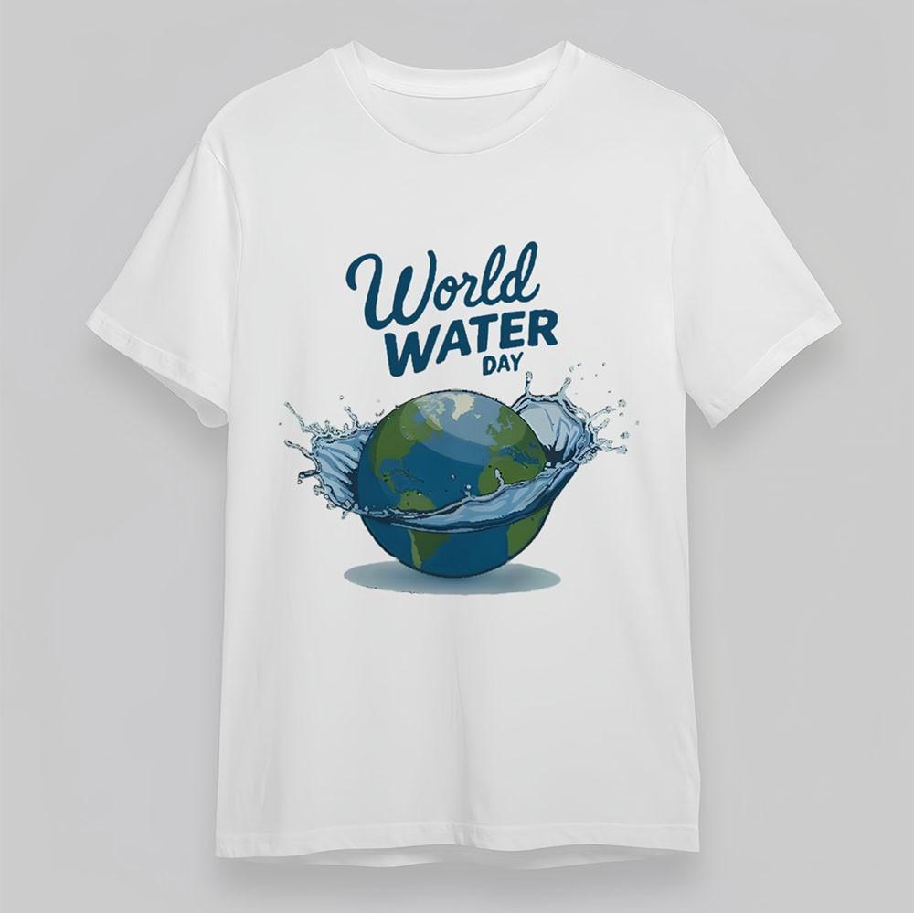

Women s Classic T-Shirt Water Drop Earth Graphic Tee Short Cotton White Oversize 3XL