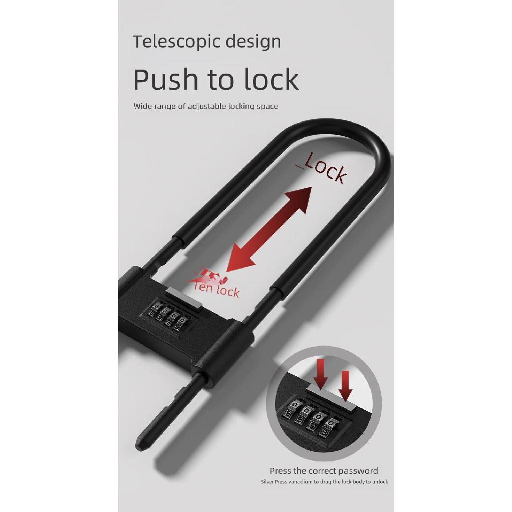 U-shaped Anti-theft Glass Door Lock Double Handle For Bicycle Shops Electronic Vehicle Protection U-lock Extension Plug-in
