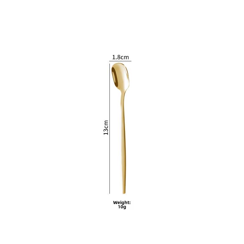 Gold-Plated Portuguese-Japanese Stainless Steel Cutlery Set: Knife, Fork, Dessert Spoon, Chopsticks, Ice Cream Spoon, Fruit Fork