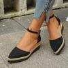 Sandalias de Cuña para Mujer Cuero de Ante Sandalias Casuales Verano Nuevas Sandalias Slingback para Mujer Moda Plataforma de Punta Sandalias Mujer