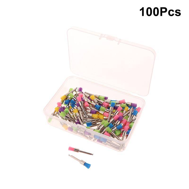 

100Pcs/Box Dental Multicolour Prophy Brushes Pointed Flathead Shaped Cleaning Polishing Disposable Used For Stain Removal