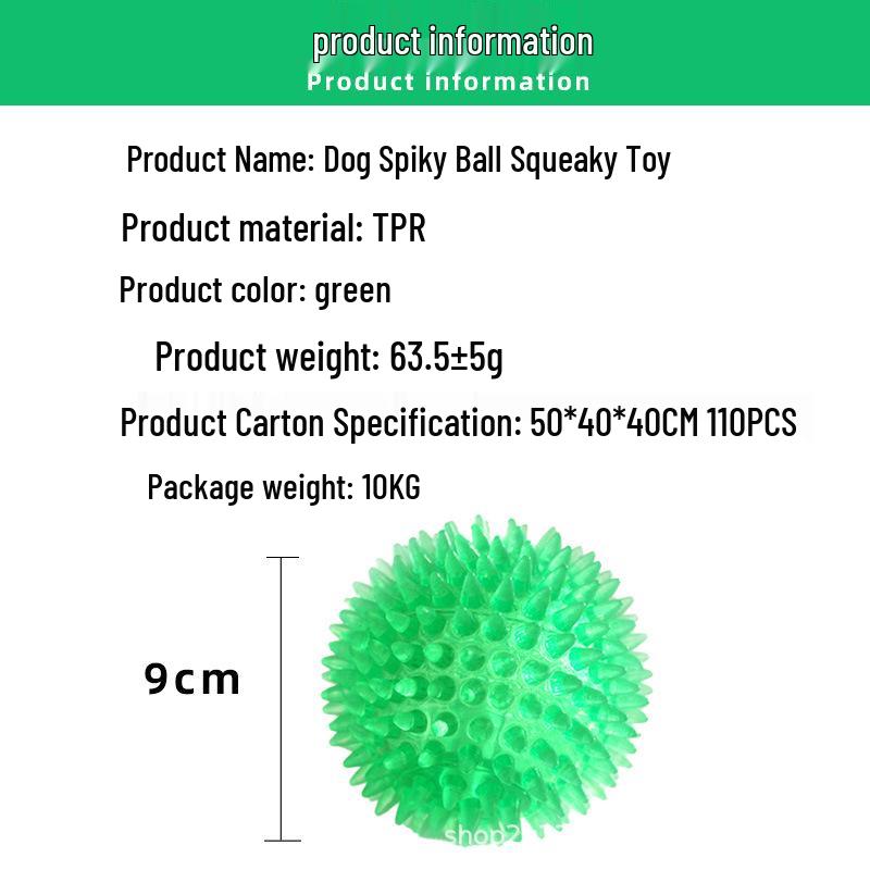 Durable Spiky Squeaky Ball Toy for Dogs - Bouncy, Chewing, Teething, Outdoor Fun, and Teeth Cleaning.