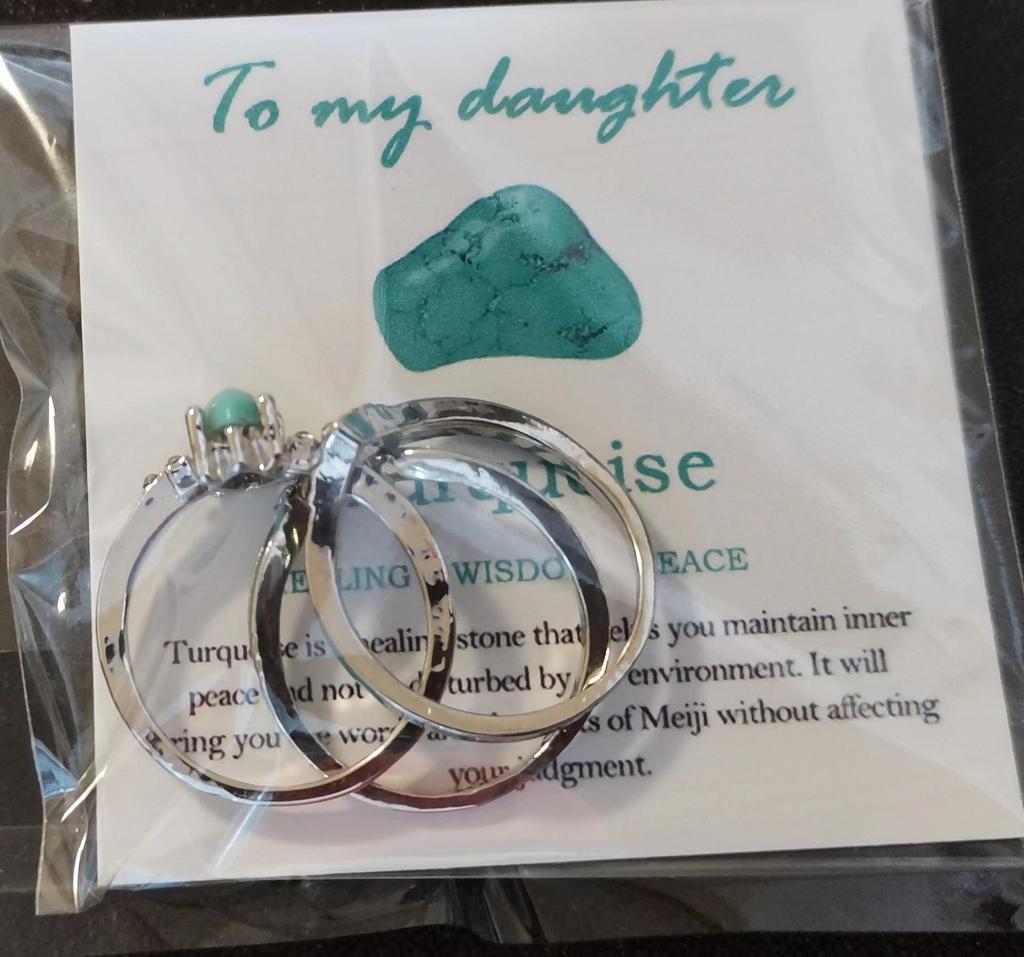 Retro Three-Piece Diamond and Turquoise Stackable Ring Set for Women