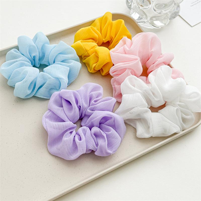 Airy Chiffon Vibe Transparent Texture Hair Ties Macaron Candy Colors Cloud Like Voluminous Headwear Summer Beach Hair Accessories