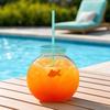 Fish Bowl Bottle with Straw, Plastic Fishbowl Tumblers with Lids, Unbreakable Ornament Cups for Drinks Summer Drink, Fashioned Table Goldfish Bowl