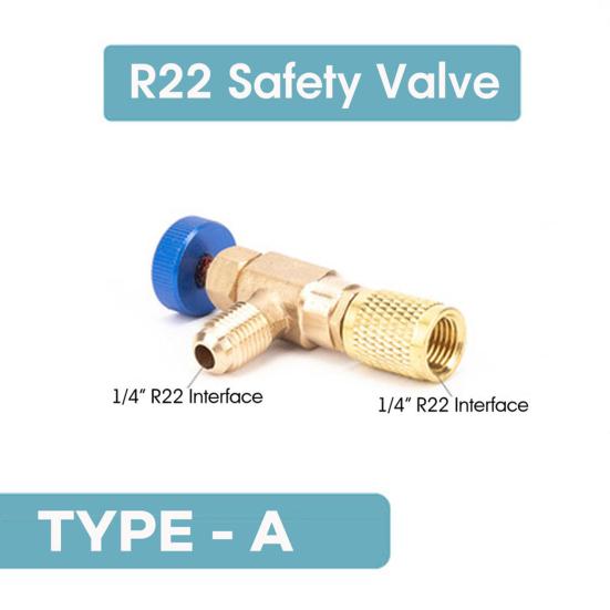 R410/R22 Safety Valve Sealed Brass 1/4 5/16 Inch Air Conditioning Charging Hose Valve Adapter Refrigeration Tool Air Conditioner