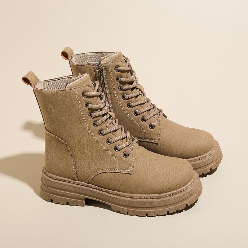 Женские модные ботинки Ретро кожаные ботильоны Женские роскошные ботинки на мягкой подошве Новые ботинки на платформе Нескользящие с круглым носком 35