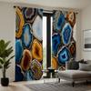 2pcs HD Decorative Curtain Nordic Light Luxury Agate Texture Pattern Blue Digital Printed Curtain Home Decoration Style Decor