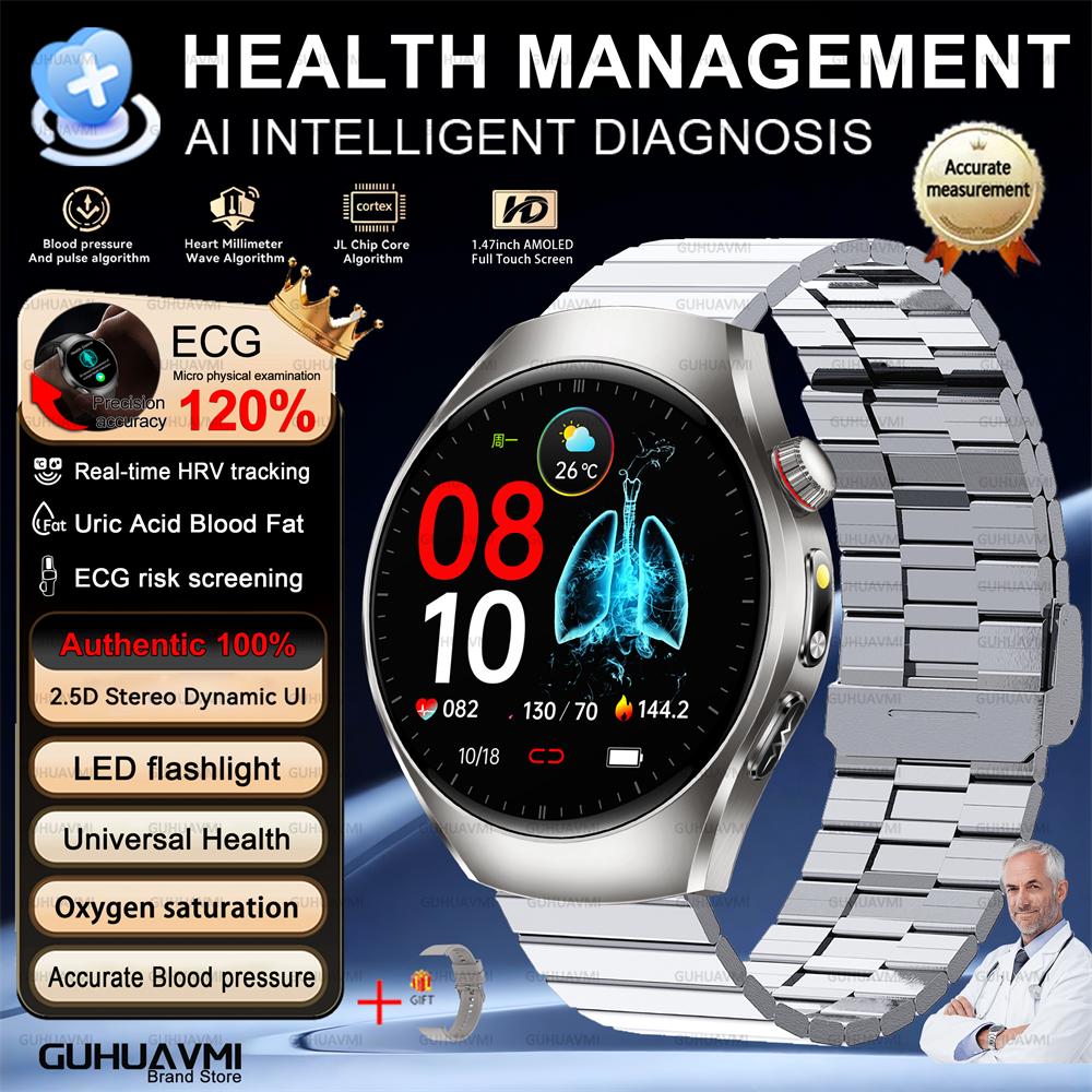 2026 Brand New Upgrade Health Check Smart Watch ECG Blood Lipid Uric Acid Body Fat Sports Waterproof Smart Watch For Man Women