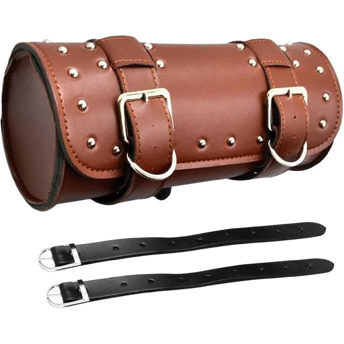 

Shkalacar Motorcycle Bag, PU Leather Universal Saddlebag, Front Fork Handlebar Sissybar Storage Pouch, Compatible with Honda Kawasaki Suzuki Yamaha коричневый