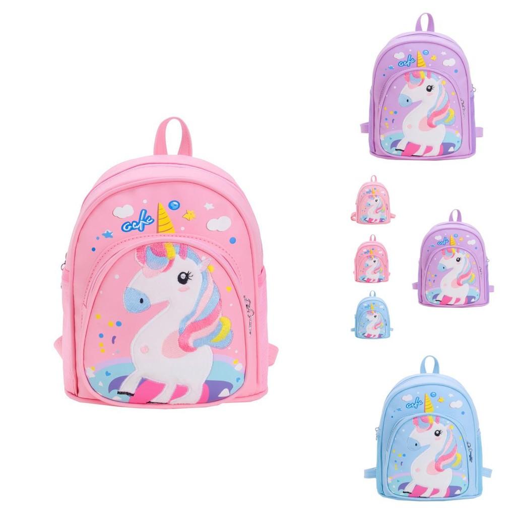 New Cartoon Kids Backpack For Ages 3 To 8 Years Old With Adorable Animal Design In Blue And Pink Colors