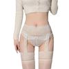 Sexy Lace Thigh-High Stockings with Spliced Suspender Design - Sheer Black One-Piece