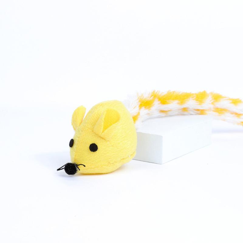 Souris en peluche à longue queue, Cataire intégré, Colorée, Auto-satisfaite, Drôle, Chat, Jouets à mâcher interactifs pour chat