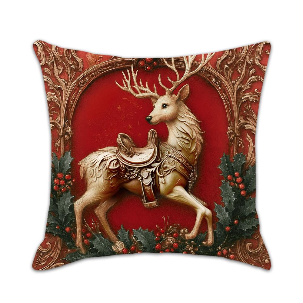 

Christmas Pillowcase Linen Cartoon Christmas Snowman Elk Pillowcase Winter Living Room Sofa Cushion Cushion Cover 45*45cm