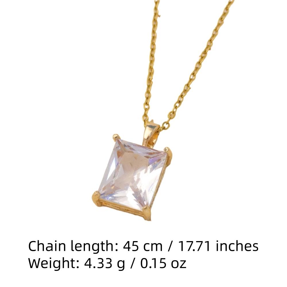 1 Piece Simple Square Zirconia Pendant Necklaces for Women Golden Stainless Steel Necklace Jewelry Party Accessories