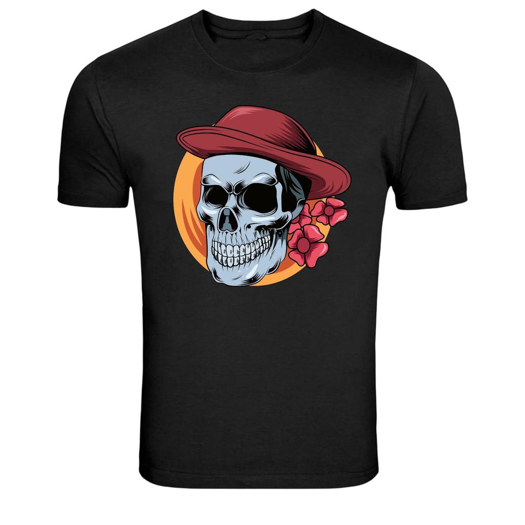 Vintage Skull Hat Flower Retro Graphic T-Shirt