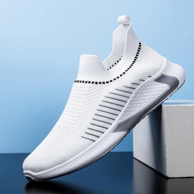Duży rozmiar Wiosna Nowe Męskie Buty Oddychające Latające Tkane Buty Do Biegania Skarpetki Usta Codzienne Modne Sportowe Buty Męskie