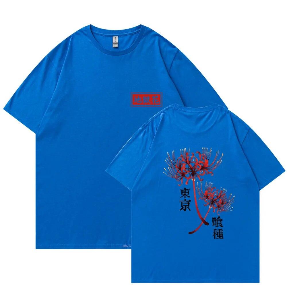 Anime Tokyo Ghoul Spider Lily T-shirt Unisex WoUnisex Cool Kane Kiken Graphic Print T-shirts Oversized Streetwear Couples Tees