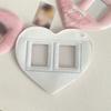 Portable Pink Card Case Heart-shaped Double-Grid Photos Protective Cover Bag Pendant Keychain Photo Card Holder