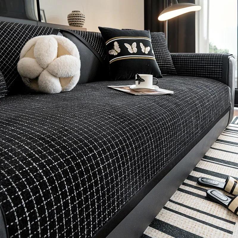 1PC Luxury Chenille Sofa Cover Four-season Universal Chaise Longue Sofa Mat Anti-cat Scratch Couch Cover for Living Room Decor