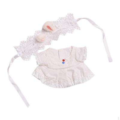 2Pcs Dolls Dress and Headband, Miniature Clothes Accs, Handmade Clothing Costume for 15-20cm Girl