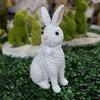 Easter Bunny Figurine Resin Rattan Woven Rabbit Statue Decorative Crafts Accessory for Indoor Outdoor Garden Yard Decor