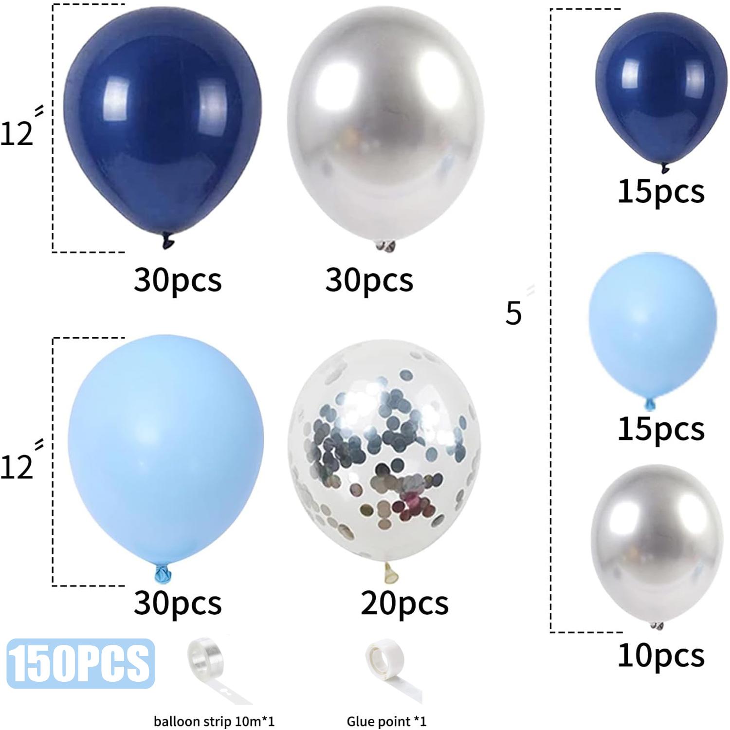 

150Pcs Blue Silver Latex Balloon Set Suitable for Birthday Parties, Weddings, Valentine s Day Party Decoration Other