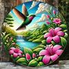 Aluminum Metal Wall Art Nature Design Round Home Cafe Decor