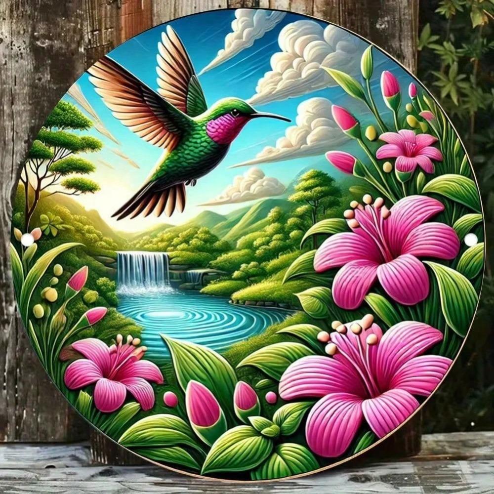 Aluminum Metal Wall Art Nature Design Round Home Cafe Decor