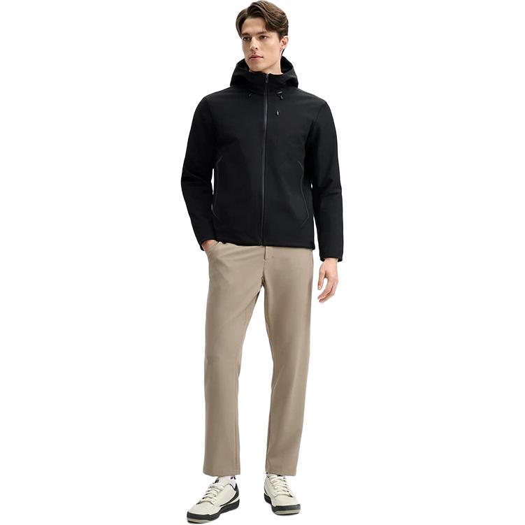 Fila Blue Simple Versatile Hooded Zip Long Sleeve Jacket Men Jackets Black F11M512703FBK