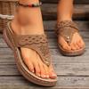 Retro Clip Toe Platform Sandals Women Summer Brown Thick Sole Wedge Slippers Woman 43 Non-slip Beach Flip Flops
