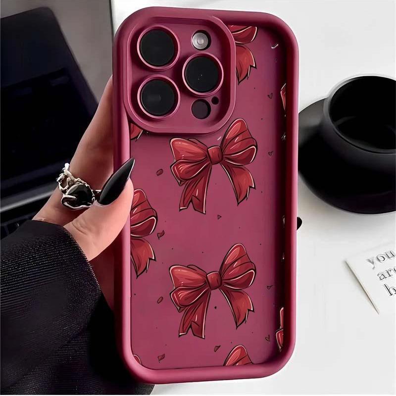 Love Heart Phone Case For Google Pixel 10 9 8 7 Pro XL 8A 7A 9Pro 7Pro 8Pro 9ProXL Silicone Red Bowknot Tie INS Fashion Cover