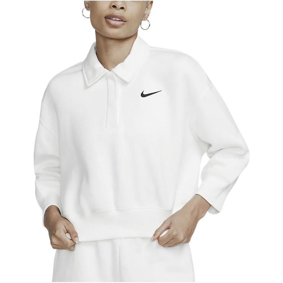 Nike Embroidered Logo Solid Color Polo Shirt Women Tops Sail-White DQ5869-133