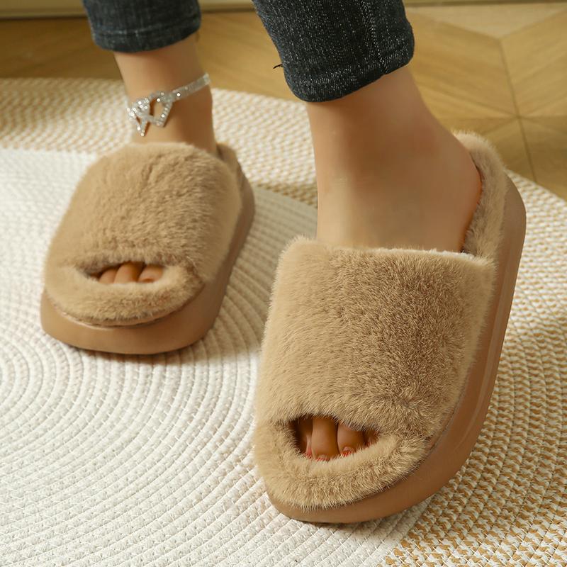 Fashion Fluffy Women's Slippers Home Winter Luxury Design Woman Shoes Flat Fashion Fuzzy Fur Slides Casual Indoor Elegant Plush Footwear