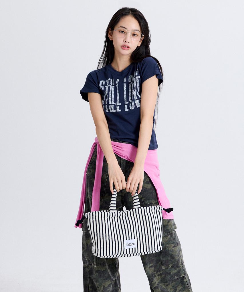 Macni Terry String Puffy Bag Navy