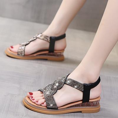 Fashion Women's Roman Sandals 2024 New Fashion Rhinestone Summer Retro Peep Toe Beach Women's Shoes Women's Sandals Zapatillas Mujer