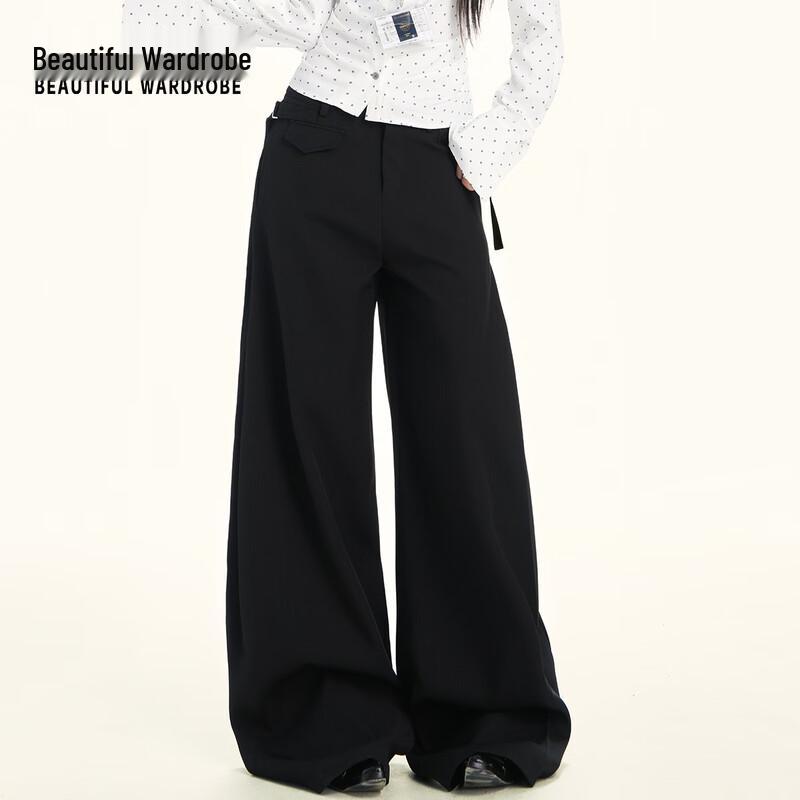 Beautiful Wardrobe Women's High-Waist Wide-Leg Draped Commuter Trousers