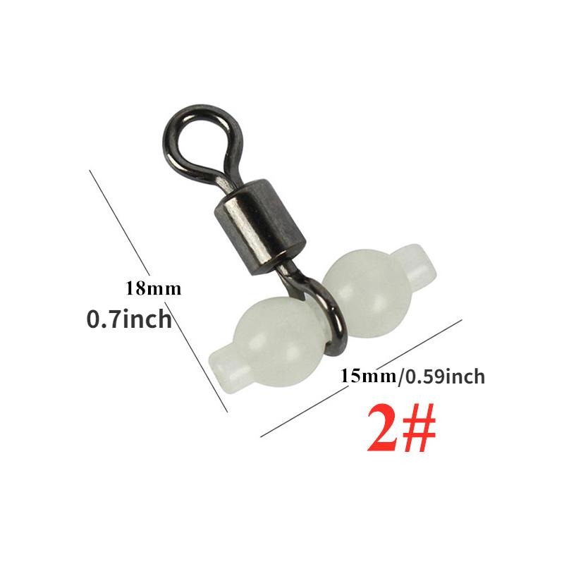 

20 шт./лот, светящиеся вертлюжки для рыбалки, вращающиеся вертлюжки, соединители для крючков, аксессуары для морской рыбалки, вертлюжки для рыбалки, соединитель для снастей 2#